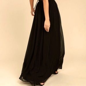 Lulu's 'Midnight Memories' Long Black High-Waisted Maxi Skirt Sz S 🖤